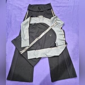 (PH8)Bebe Sport Rhinestones Logo 2-PC Dark Graphite/Grey/Taupe Jacket+Pants - S